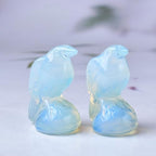 Natural Opal Crystal Raven Statue 2" Healing Crystal Handmade Sculpture Lucky Guardian Pocket Statues Reiki Meditation Office Home Decoration Gift - color: Opal