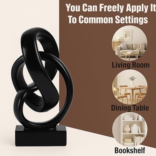 Modern Abstract Knot Sculpture, Artistic Mobius Inspired Resin Decor, Elegant Home and Office Decor, Perfect for Shelves, Desktops, and Mantles, Ideal Gift for Birthdays, Housewarmings (Black) - color: Black