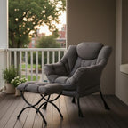 Tiita Lazy Chair with Ottoman, Modern Large Accent Lounge Chair, Leisure Sofa Armchair with Ottoman, Reading Chair with Footrest for Bedroom, Living Room, Dorm Rooms, Garden Dark Grey - color: Dark Grey
