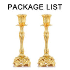 Sziqiqi Gold Candlestick Holders Set of 2 Taper Candle Holders Deluxe Ornate Candle Holders for Shabbat Taper Candles, Candle Centerpiece, Wedding Candles, Christmas Candle 7.4inch - color: Gold