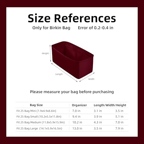 DGAZ Silk Purse Organizer Insert Fits Chanel 25 Handbags，Silky Smooth Bag Organizers，Luxury Handbag & Tote Shaper(Rouge H,Medium) - color: Rouge H, size: Medium