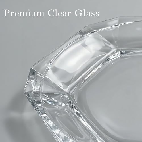 Patisserie Cake Glass Serving Platter 12” (30 cm) – Elegant Clear Presentation Plate for Cake, Desserts, Cheese, Appetizers & Table Decor (Hexagonal 12'')