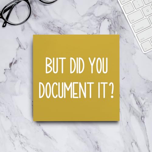 But Did You Document It Office Decor Wooden Box Sign Decorative Funny Office Wood Box Sign Home Rustic Farmhouse Square Desk Decor Sign for Shelf Office Desk Accessories 5 x 5 Inches（Yellow） - color: Yellow, size: 5 x 5 inches