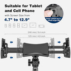 Tablet Mount for Truck, Car Tablet Holder Heavy Duty Super Suction Cup/Adhesive Base iPad Stand for Dash Windshield Wall Vehicle Desk, 360° Metal Bracket for 4.7-12.9" iPad Pro/Air/Mini/Galaxy