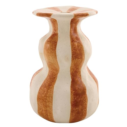 47th & Main Candle Holder for Taper Candle Striped Ceramic Candlestick Candleholder, 4" Dia x 6.5" H, Orange/White - color: Orange/White, size: 4" Dia x 6.5" H