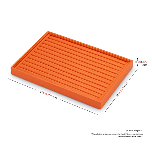 Oirlv Luxury Leather Ring Earring Organizer Tray Stackable Jewelry Display Tray Ring Storage - color: Orange, size: Ring Tray