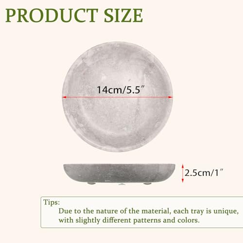 Hipiwe Small Key Bowl for Entryway Nightstand Organizer Tray Travertine Decorative Bowls Round Ring Holder Dish for Candle Trinket Jewelry Dish Home Decor Bowl,5.5" - color: White/Grey, size: 5.5"
