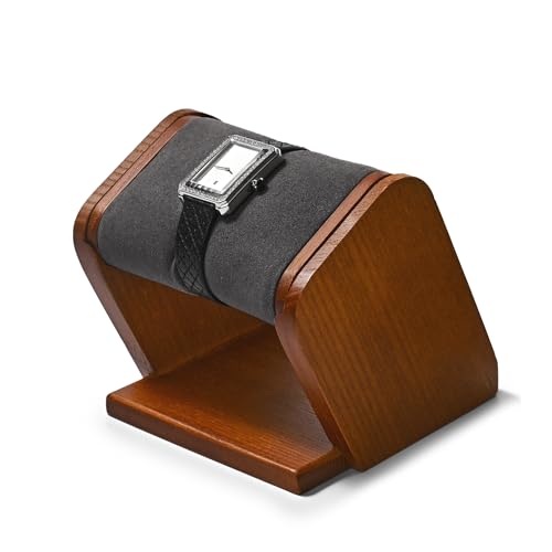 Oirlv Solid Wood Single Watch Display Stand Grey Watch Holder for Men and Women - color: Grey
