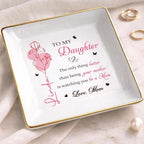 Custom Jewelry Dish for New Mom, To My Daughter Jewelry Dish, Birth Month Flower Ring Tray for Mothers Day, 1st Mother's Day Birthday Gifts for Daughter - color: Style 6
