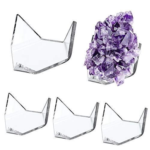 Hipiwe 5 Packs Acrylic Triangle Display Holder - Display Easel Stands for Geodes Rock Mineral Agate Fossil Coral, Clear Plastic Display Stands for Small Collectibles, Medium - size: Medium