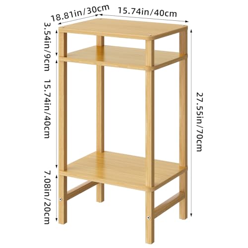 YUFAM Side Table End Table Tall Night Stand 3-Tier for Living Room Bedroom Bathroom Office Furniture Natural - color: Natural, size: 3 Tier