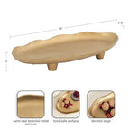 Kate and Laurel Alessia Modern Decorative Scalloped Oval Footed Metal Tray; 14 x 8; Gold; Transitional Food-Safe Cast Aluminum Pedestal Tray with Rough Texture and Deckled Edge - color: Gold