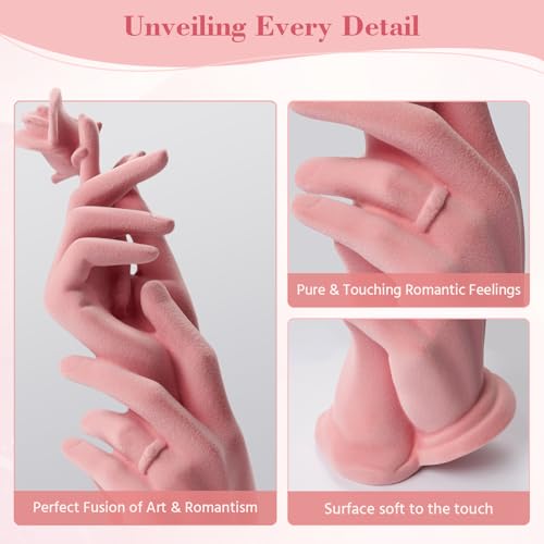 Romantic Couple Statue with Rose, Modern Love Figurine Spring Decor for Home, Symbol of Love & Commitment, Anniversary Wedding Gift for Couples, Bedroom Living Room Shelf Decoration (Pink) - color: Hand Rose-pink