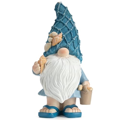 Etlemonde Beach Gnomes Statues,Ocean Gnomes,Nautical Themes Decoration,Beach, Gnome Carrying a Bucket - color: Carrying Bucket of Shells