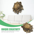 Veemoon Lightweight Lion Head Wall Decor Lion Head Wall Mount Sculpture Resin Hanging Animal Stuate Bronze Animal Plaque Home Ornament Fake Beast Decorations for Farmhouse Plaque(20 * 23 * 9.5cm)