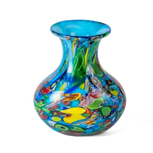 KAMMAK Colored Glass Vase, Beautiful Hand Blown Decorative Vase, Modern Art Vase for Flower Mantle Dining Table Centerpiece, Entryway Living Room Wedding Decoration (JG2061) - style: JG02061