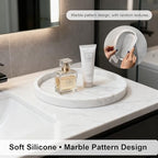 Silicone Bathroom Tray - 9-Inch Round Vanity Tray, Suitable for Candles, Perfumes, Soap Dispensers (Marble White) - color: Marble White