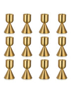 NUPTIO Gold Candlestick Holder Bulk: Set of 12 Brass Taper Candle Stick Holders - Small Aluminium Candleholder for Thanksgiving Birthday Christmas Decor - size: Style 1