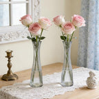 12 PCS Glass Bud Vases in Bulk, 8.5” Tall Clear Ribbed Flower Vases for Centerpieces, Textured Minimalist Small Vases for Flower, Home Office Wedding Table Decorations