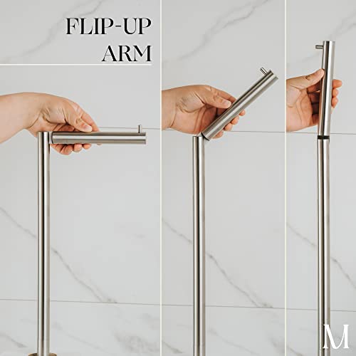 MARMOLUX ACC Free Standing Brushed Nickel Toilet Paper Holder Stand - 4 Jumbo Roll Bathroom Hardware - Standing Toilet Paper Holder - Stainless Steel Toilet Paper Stand - Brushed Steel/Black Marble - color: Steel Brushed/Black Marble