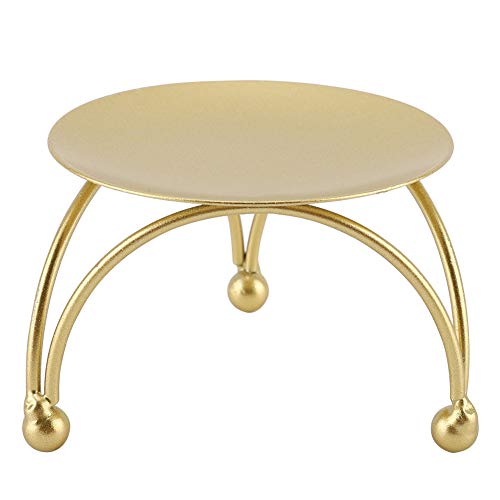 Iron Candle Holder, Solid Round Tray for Candles and Plates, with Triangular Bracket for Stability, European Style Table Decoration for Home Dining