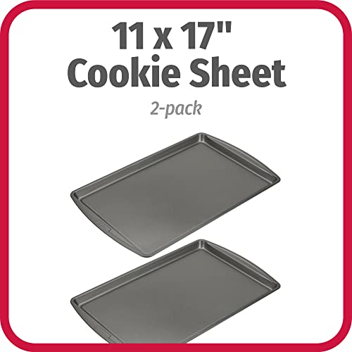 GoodCook Everday Nonstick Carbon Steel 17 x 11-Inch Baking Sheet Set, 2 Pack – Medium Sized Cooking Pans, Bakeware Set, Cookie Sheets for Baking, Oven Pan Set - size: 11" x 17" (2-Piece Set)