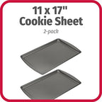 GoodCook Everday Nonstick Carbon Steel 17 x 11-Inch Baking Sheet Set, 2 Pack – Medium Sized Cooking Pans, Bakeware Set, Cookie Sheets for Baking, Oven Pan Set - size: 11" x 17" (2-Piece Set)