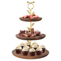Perco 3 Tier Wooden Cupcake Stand, Walnut Wood Tiered Display Stand for 20 Cupcakes – Rustic Dessert Table Display Set, Tiered Serving Tray for Weddings, Birthdays, Baby Showers & Events - color: Walnut Wood
