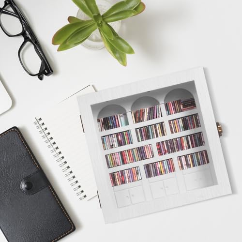Anxiety Bookshelf – Mini Books Display for Stress Relief and Fun Decor, Perfect Decorative Miniature Library for Book Lovers, Ideal for Home Decor, Office Décor, and Thoughtful Gift Giving - White - color: White