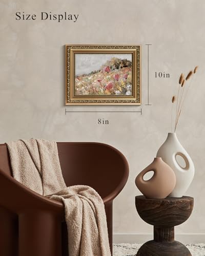 VIYYIEA Gold Framed Wall Art, Flowers Bloom Canvas Print Home Decor Vintage Art Painting Picture Bathroom Wall Decor, Flowers Artwork for Living Room Bedroom Kitchen Office - 10L x 8W - color: Blossom, size: 10"L x 8"W