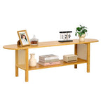 Bamboo TV Stand for TVs up to 65", Accent Entertainment Center with Storage, Media Console Table with Rattan, Modern TV Stand for Living Room, Bedroom, 55"(L), Burlywood - color: Burlywood Rattan