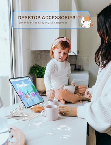 Aoviho Tablet Stand 360° Rotating Aluminum Holder, Adjustable, Portable and Foldable Monitors Stand for iPads, Compatible with 4-12.9" Tablets, Silver - color: Silver