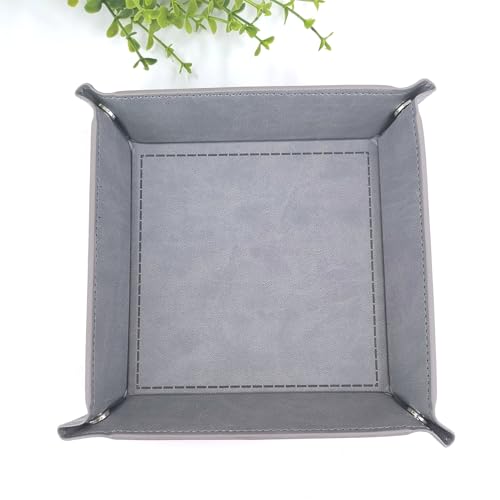 siduater Valet Tray Desktop Storage Organizer - Vegan Leather Catchall Tray Bedside Vanity Tray Nightstand Caddy Holder for Remote Controller, Watch, Keys, Phone, Wallet, Coin, Jewelry - Gray - color: Gray