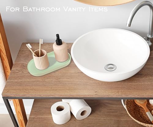 Green Small Tray (10 inch), 3 Pack Oval Tray for Kitchen Counter, Bathtub Bathroom Vanity Items, Countertop Organizer, Coffee Accessory, Bar, Serving Seasoning, Salt and Pepper, Soap, Perfume. - color: Green-3 Tray, size: 10.2" x 5.5" x 1.1"
