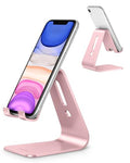 OMOTON Upgraded Aluminum Cell Phone Stand for Desk, C1 Durable Cellphone Dock with Protective Pads, Smart Stand Designed for iPhone17, 16/15/14/13 Pro Max Air, iPad mini, Android Phones,Rose Gold - color: Rose Gold