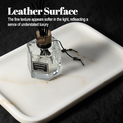 Koville Marble Tray, 12"x8" Natural Marble Vanity Tray for Countertop Bathroom Kitchen Dresser, Decorative Catchall Trays for Perfume Jewelry, Rectangular Stone Serving Tray(Golden Calacatta) - color: Golden Calacatta