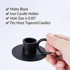 2PCS Black Taper Candle Holders with Round Handle, Matte Iron Candlestick Holders Centerpieces for Home Decoration, Wedding Anniversary, Party, Housewarming Gifts. - size: Round with Handle