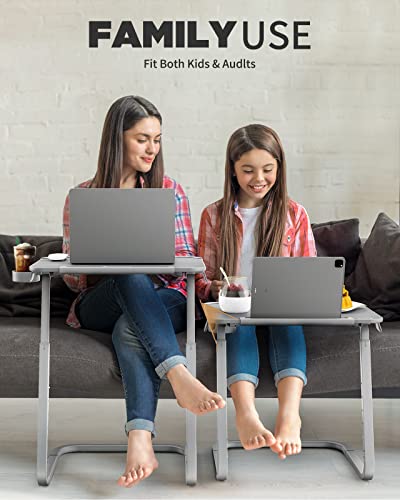 SAIJI TV Tray Table - Heavy Duty Extra Large TV Tray, Upgraded TV Dinner Trays for Eating Snack Food, Tilt & Height Adjustable TV Tray Laptop Desk for Sofa & Bedside Small Table - color: Grey
