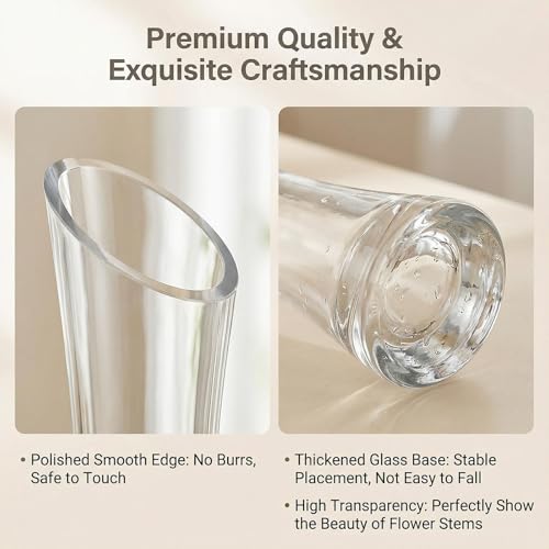 9.7 Inch Spiral Glass Vase with Angled Neck Handblown Minimalist Bud Vase for Modern Home Table Decor