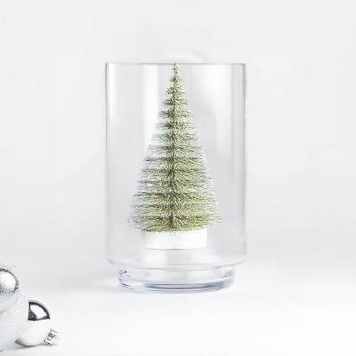 WGVI Clear Glass Pedestal Hurricane Candle Holder, 9" W, 14" H, Footed Decorative Vase for Pillar Candles, Elevated Cylinder Candleholder on a Riser Round Base, Centerpieces, Home Décor, 1 Piece - size: 14"H