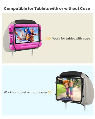 WONNIE Car Tablet Holder, Upgraded iPad Holders for Car Mount Headrest, iPad Mount Back Seat for Kids with Anti-Slip Strap, Silicone Holding Net/Fits All 7-12.9'' Tablets, 2 Pack - size: 2 Pack- fits 7-12.9" tablet
