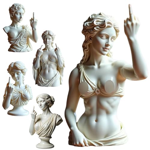 Funny Middle Finger Venus Statue – Bold Greek Goddess Aphrodite Resin Figurine, Roman-Style Venus Bust Sculpture with Attitude, Unique Home & Office Shelf Decor, Rebellious Gift for Women & Men - color: Style D 1pcs