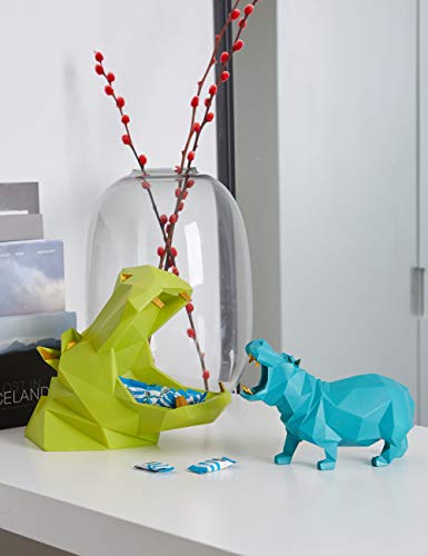 HAUCOZE Hippo Statue Animal Sculpture Figurine Modern Home Decor Table Art Gift for Bedroom Living Room Blue Polyresin 7.1 Inch - color: Blue