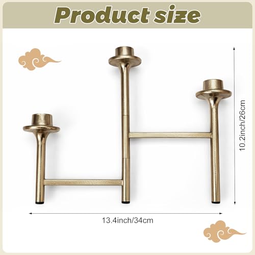 Jingmore 3 Arm Taper Brass Candelabra Vintage Foldable Metal Candle Holder for Fireplace Mantel Entryway Table Home Decor 10.25" H x 14" W x 2.5" D