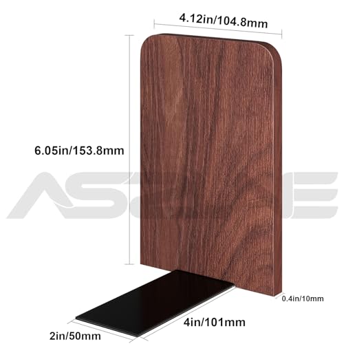 1Pair Book Ends for Heavy Books,Square Bookends Wood Book Ends Universal Economy Bookend - color: Square Blackwalnut, size: 1Pair