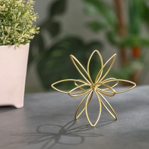 4.25" Gold Sphere Decor, Metal Handmade Floral Decorative Sculpture, Abstract Tabletop Decorative Ball for Home Metal Sphere Decor - color: Golden-4.25in