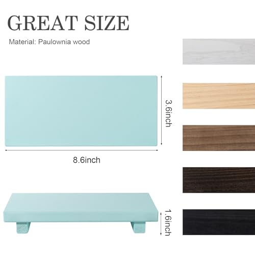 zoocatia Small Wood Tray Pedestal Stand Farmhouse Bathroom Decor Decorative Wooden Riser Kitchen Soap Dish Holder for Vanity, Counter, Sink, Light Blue - color: Light Blue, size: 8.7" x 3.6" x 1.6"