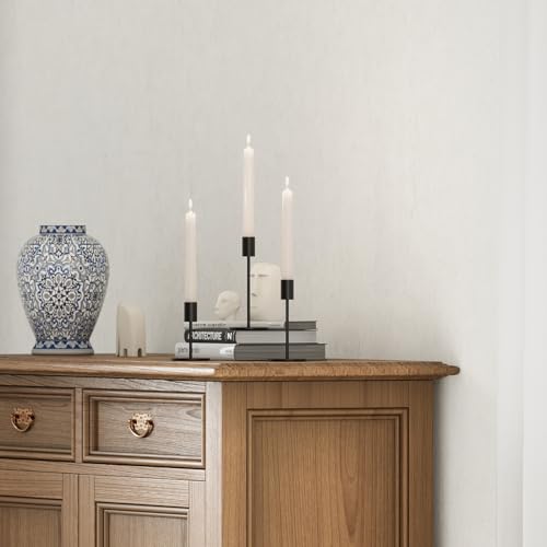 FSyueyun Black Candle Holder Taper Candle Holders, Set of 3 Candle Stick Holders Decor for Mantel Table Centerpiece, Used for Wedding, Dinning, Housewarming Gift - color: Black, size: Set of 3