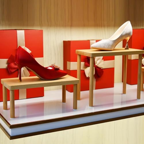 Wood Display Risers, Organizer Stand, Riser Stand for Figures, Cupcake, Perfume and More (Wood S 32*15*12cm/12.60*5.91*4.72inches) - color: Wood S 32*15*12cm/12.60*5.91*4.72inches
