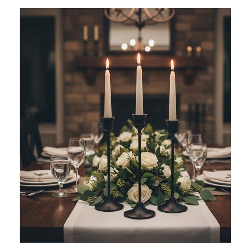 Candle Holder, Modern Minimalist Black Metal Candlestick Holders, Set of 3 Tall - Elegant Taper Candle Holders for Table Centerpiece, Wedding, Dinner Party Home Decor - color: Black, size: 1 set (3 pcs)